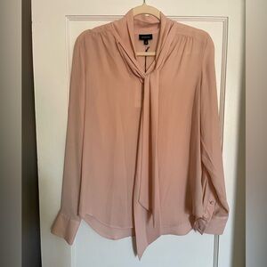 NWT pink work blouse with tie neck
